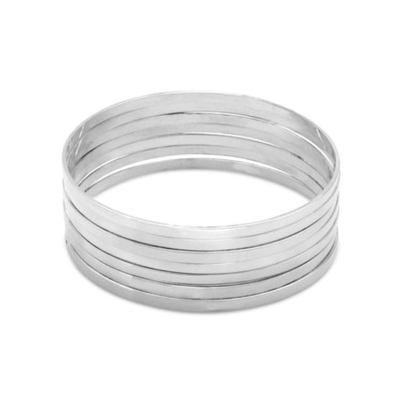 7 8" Flat Bangles Sterling Silver - Picture 1 of 3